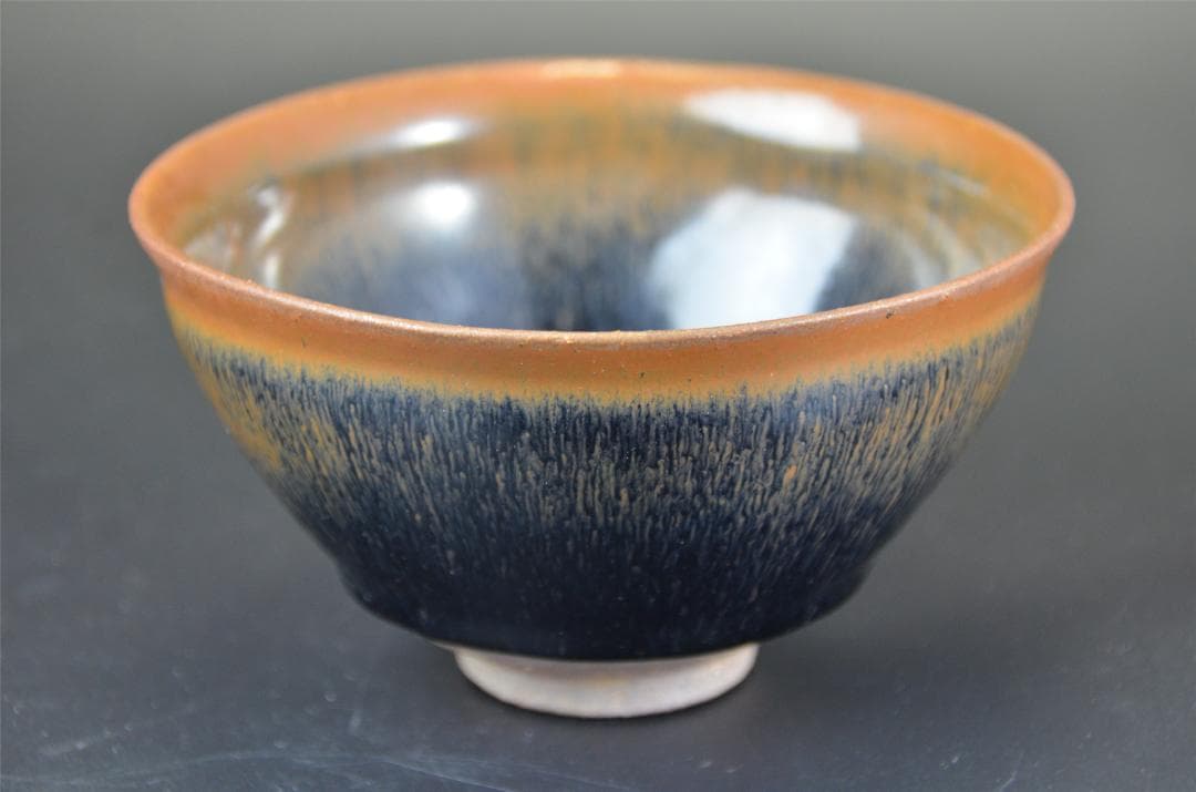 宋代　油滴天目　建窯兔毫窯変天目茶碗/中国古玩・唐物・禾目天目　茶道具