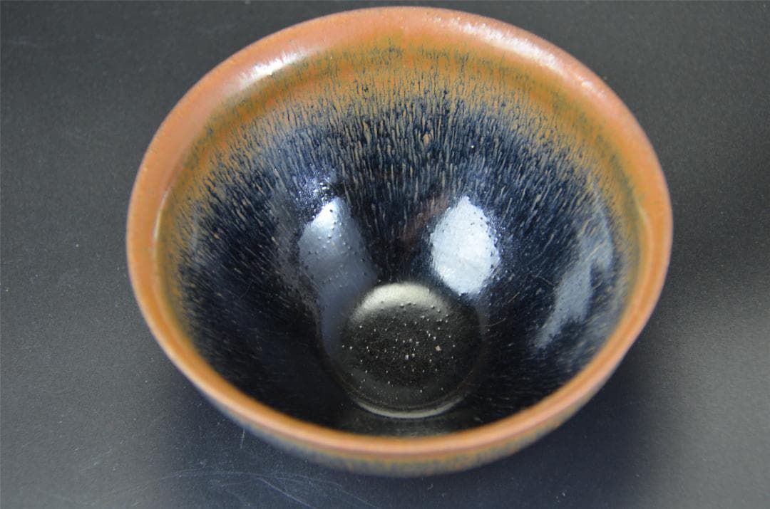 宋代　油滴天目　建窯兔毫窯変天目茶碗/中国古玩・唐物・禾目天目　茶道具