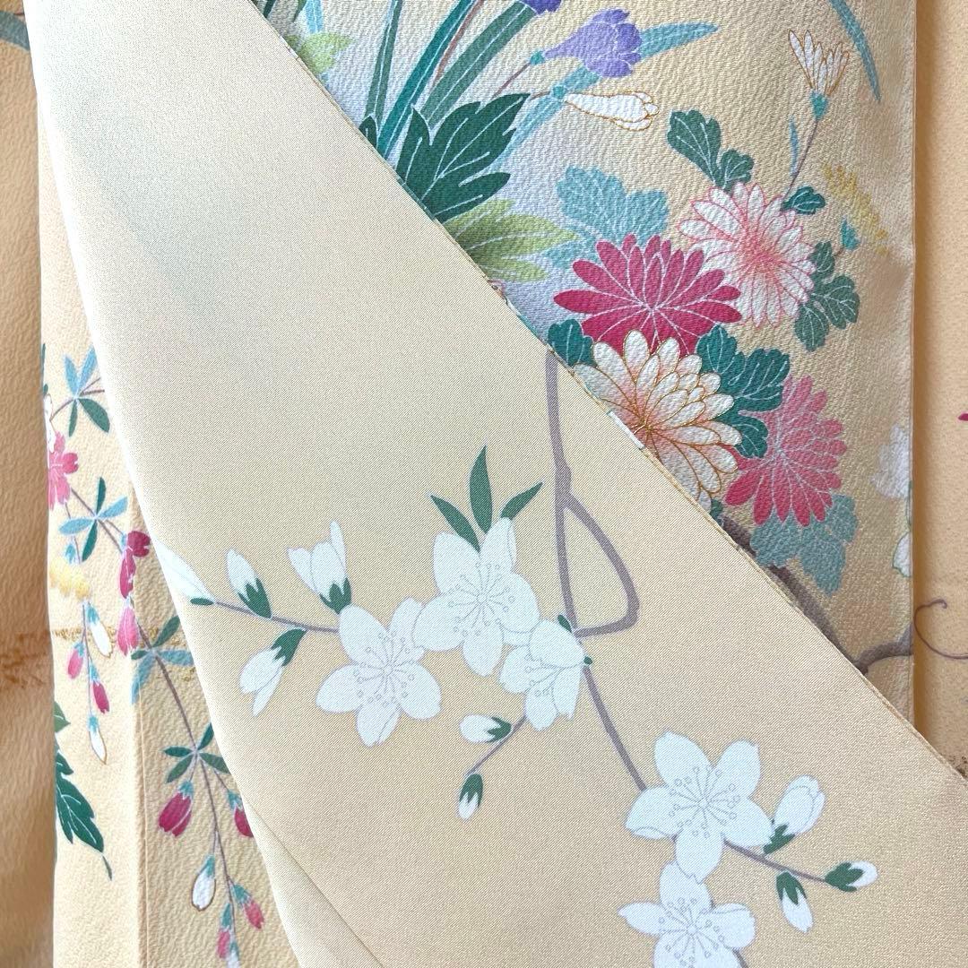 348 振袖フルセット 正絹 クリーム 黄色 金彩 小柄さん 正統派 お上品