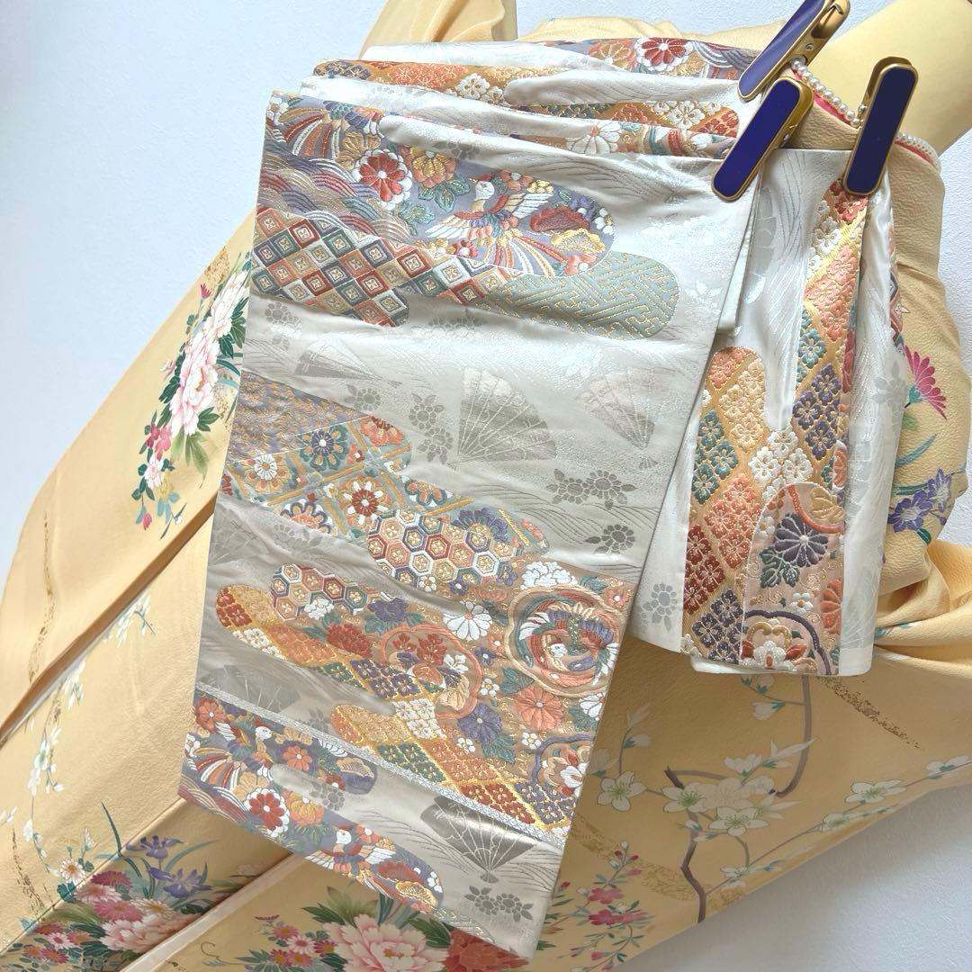348 振袖フルセット 正絹 クリーム 黄色 金彩 小柄さん 正統派 お上品