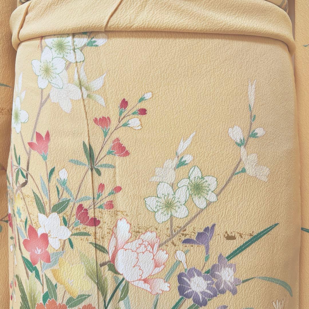 348 振袖フルセット 正絹 クリーム 黄色 金彩 小柄さん 正統派 お上品