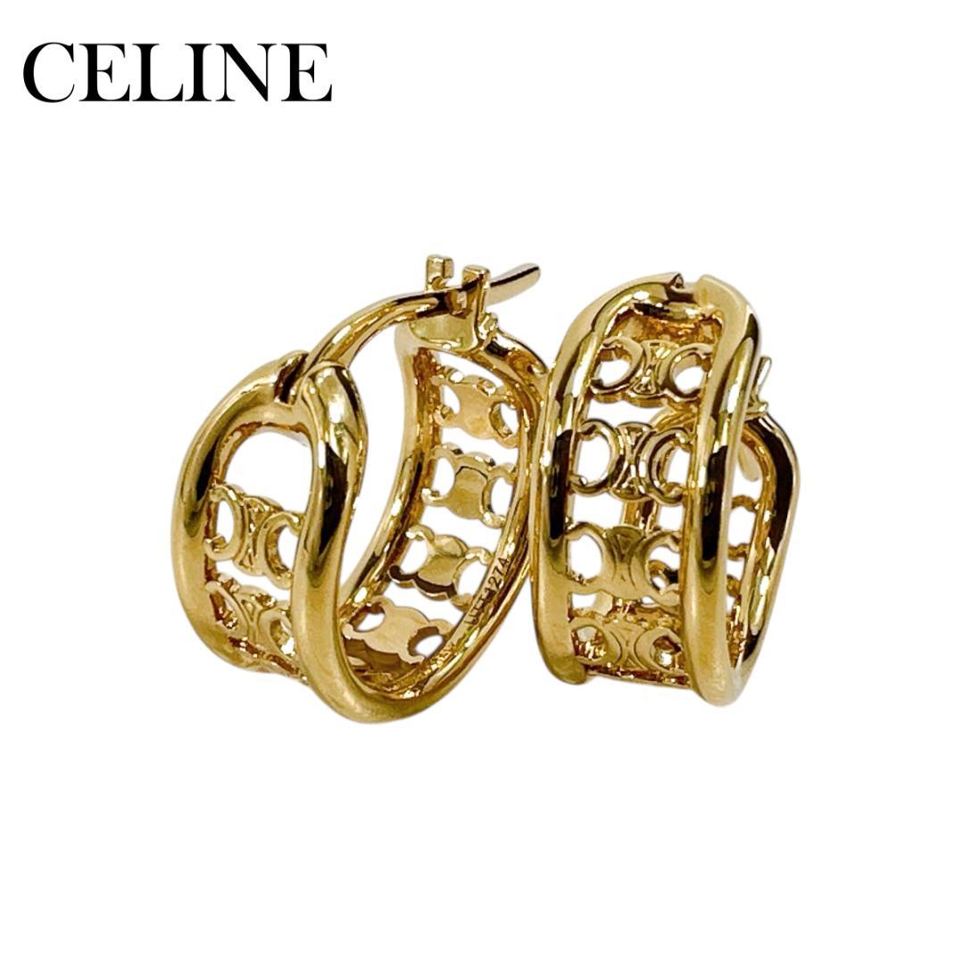 セリーヌ トリオンフ マルチフープ ピアス ゴールドフィニッシュブラス
