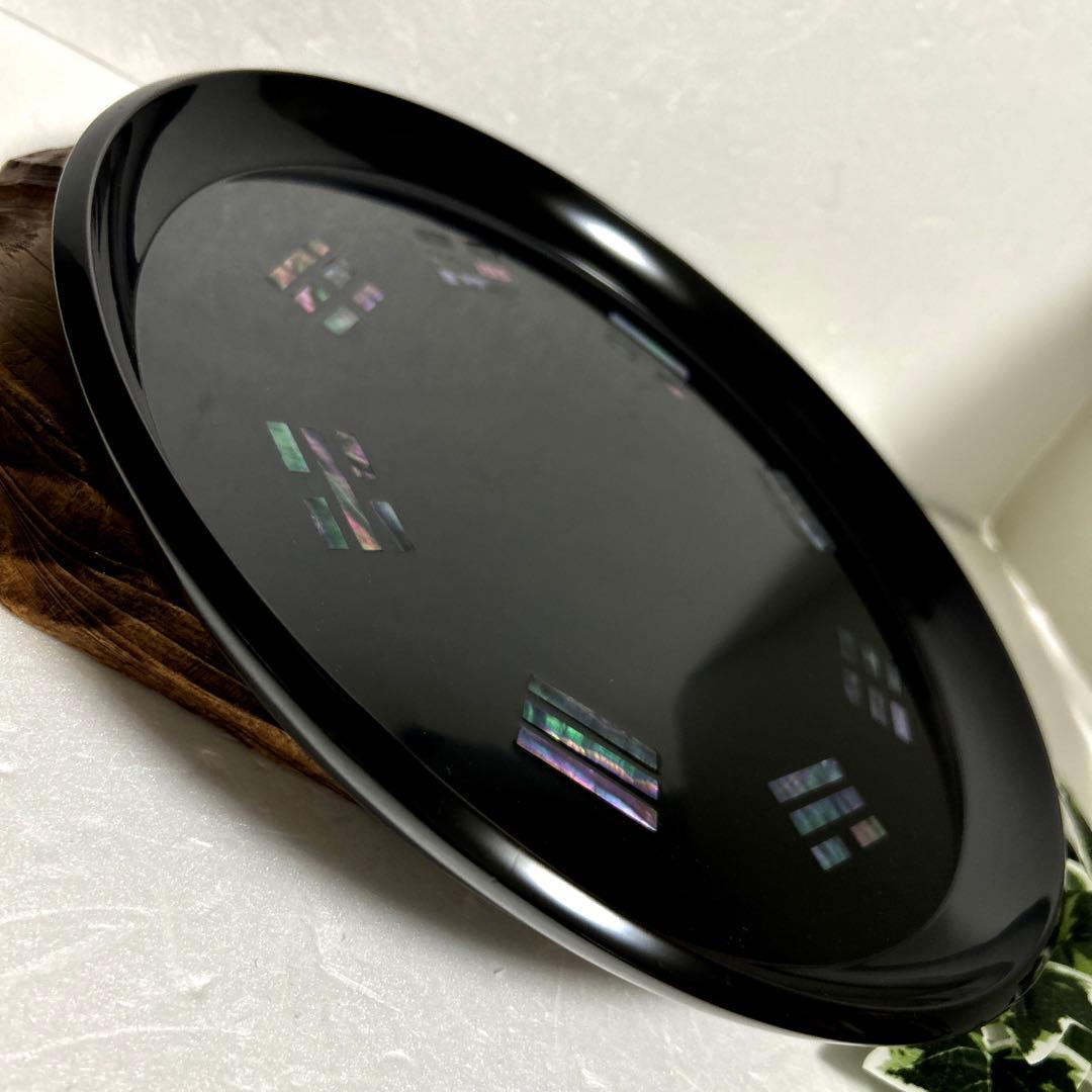 未使用　螺鈿　青貝嵌入　真塗　漆塗　八掛盆　乱盆　丸盆　茶道具　茶道　裏千家