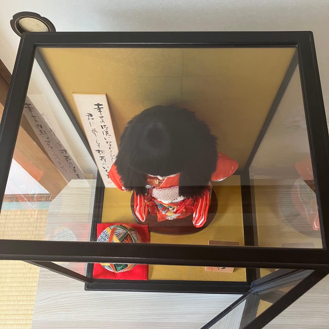 美品　伝統工芸品　市松人形　日本人形　小出松寿作　ガラスケース付き