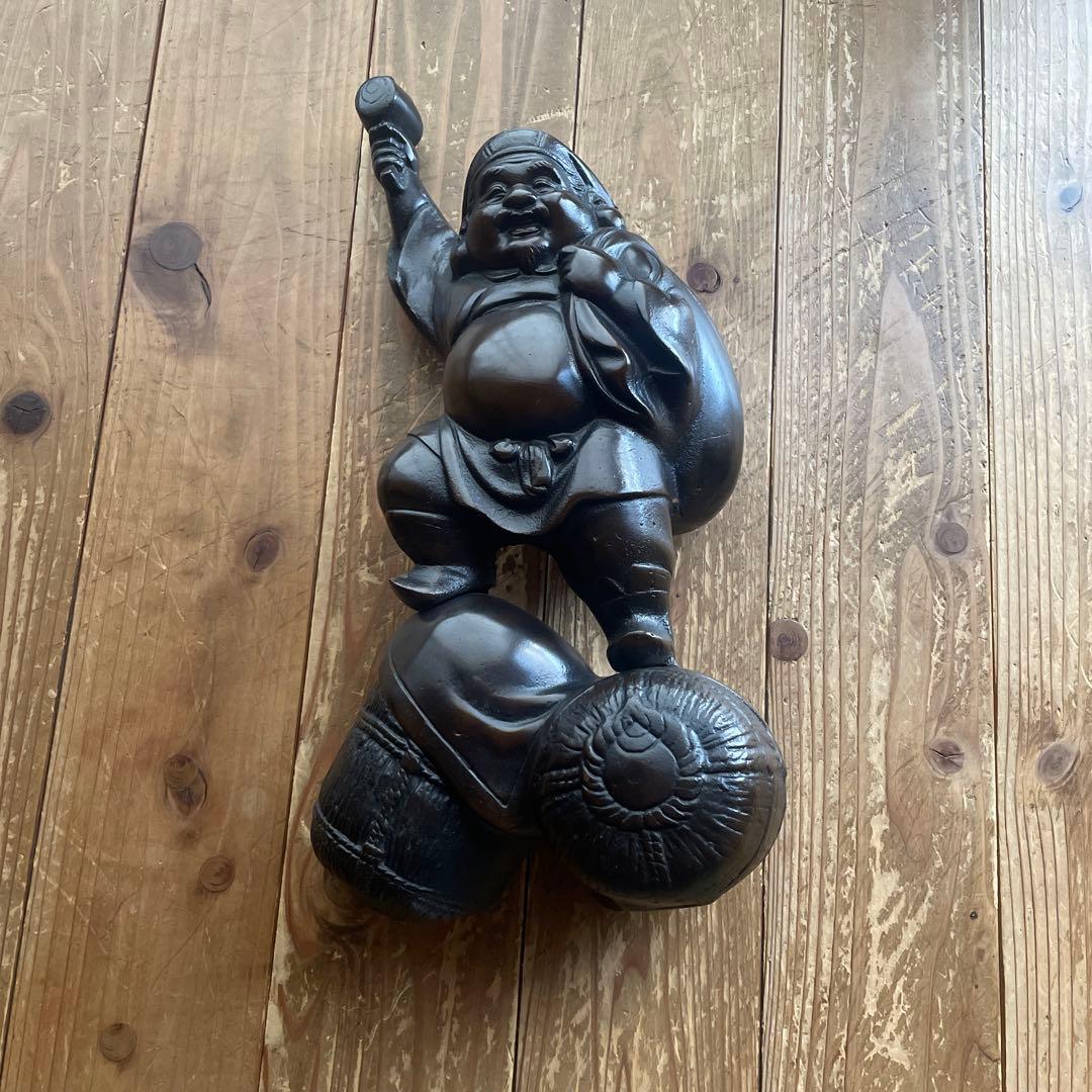 鉄鋳物製 大黒像 大黒天像 ニ俵大黒 開運 縁起物 七福神 和風置物 金属工芸