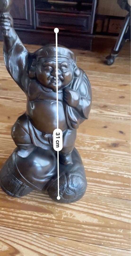 鉄鋳物製 大黒像 大黒天像 ニ俵大黒 開運 縁起物 七福神 和風置物 金属工芸