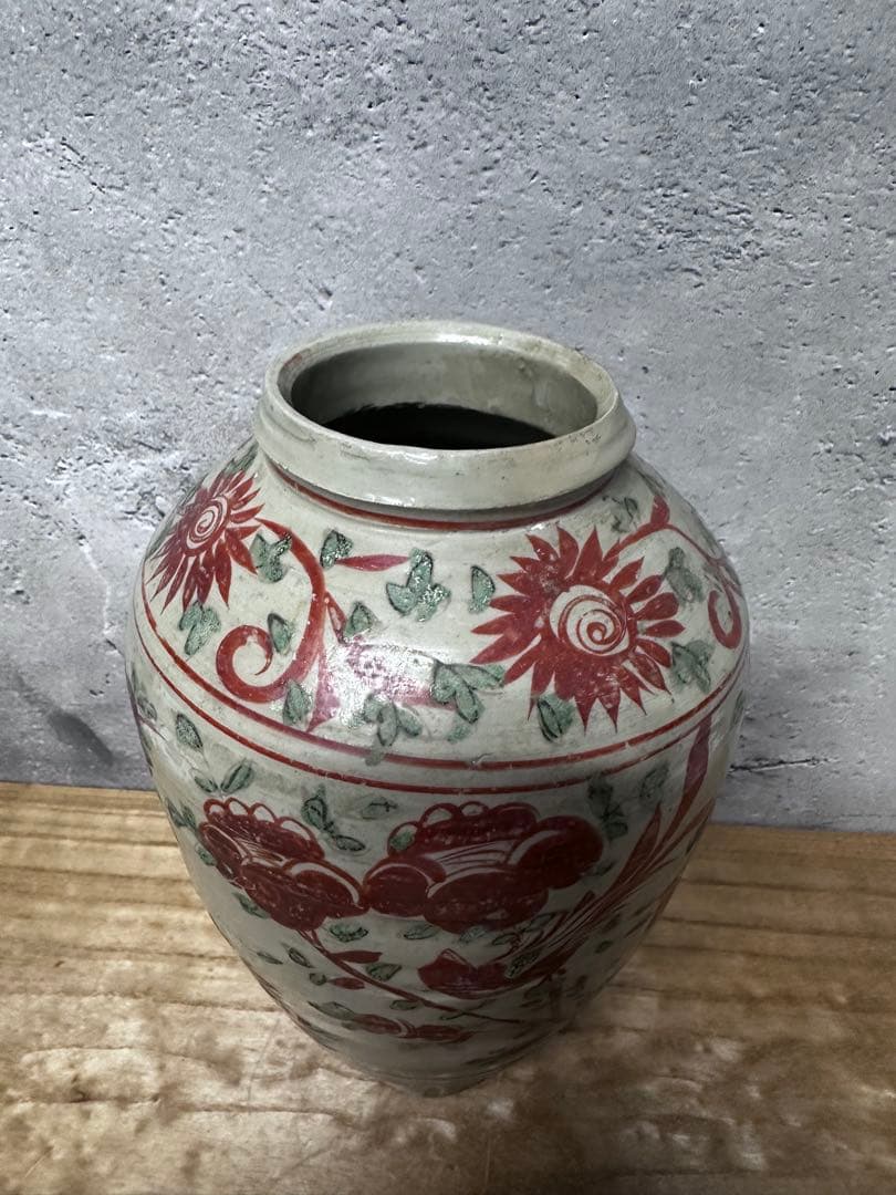 五彩　中国　赤絵　花瓶　古美術　骨董品　アンティーク