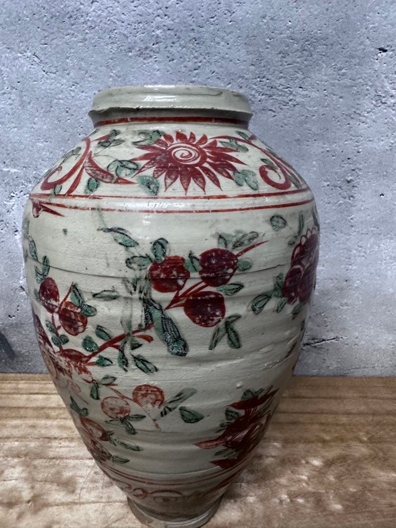 五彩　中国　赤絵　花瓶　古美術　骨董品　アンティーク