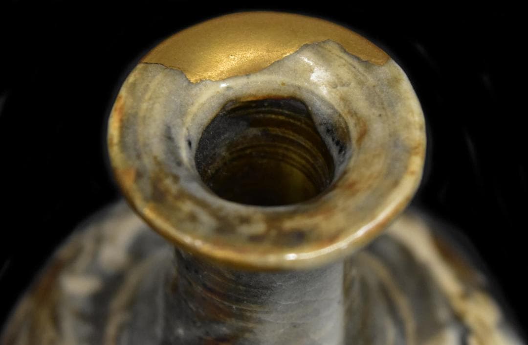 磁州窯花瓶 茶道具 箱付 Kintsugi Edo 24カラット WWTT156