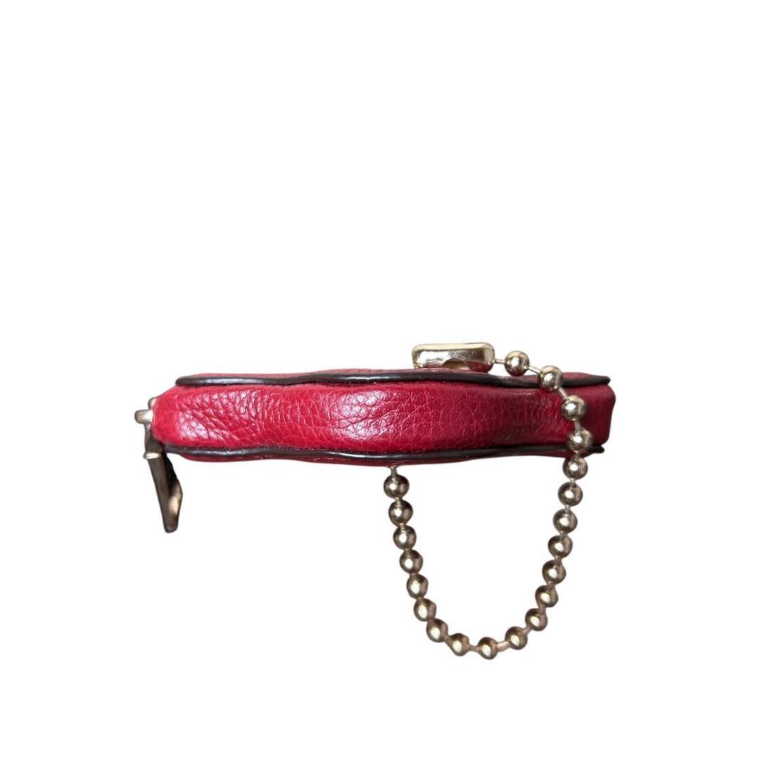 極美品　コーチ　ポーチ　ケース ジップ レザー レッド 財布 リストレット