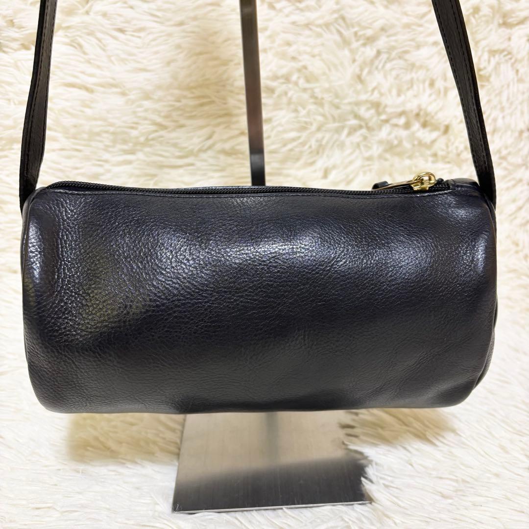 ✨美品✨希少 イルビゾンテ ショルダーバッグ 斜め掛け 筒型 レザー ブラック