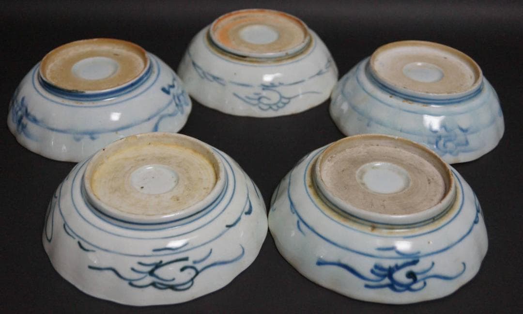 古伊万里焼 染付『山水人物風文』中皿(五客) 皿 茶事/茶道具 懐石道具