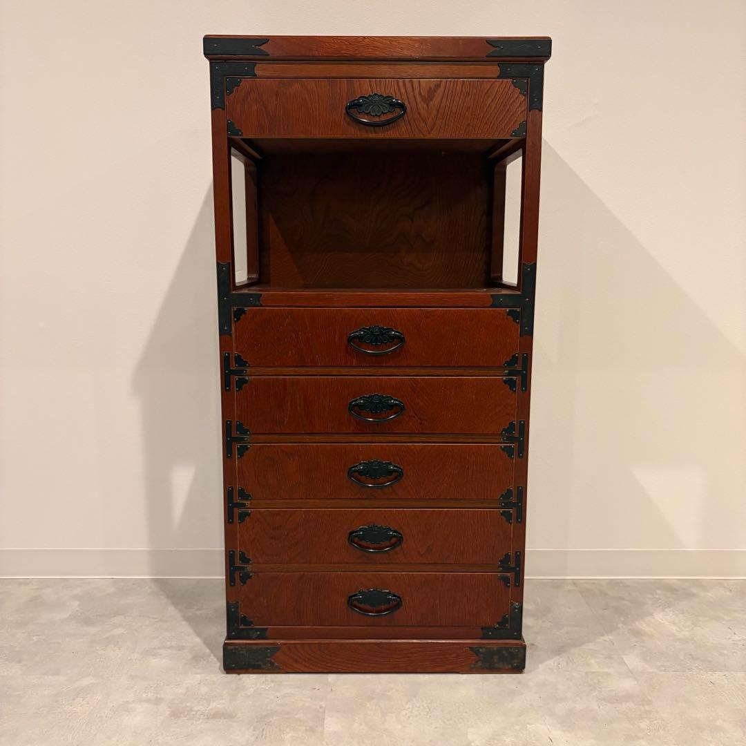 福島民芸　民芸家具　電話台　6段チェスト