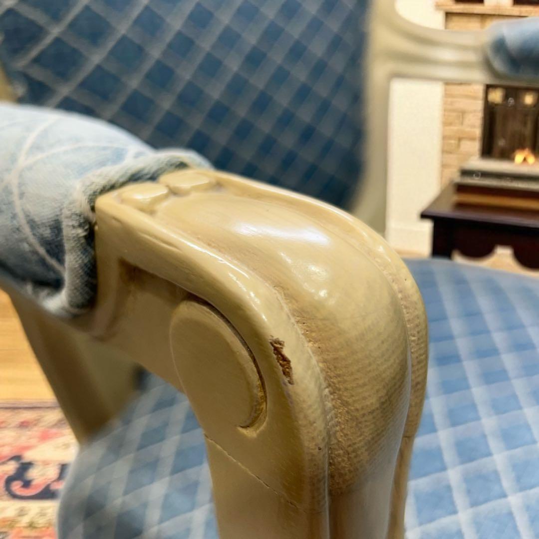 ✨超美品✨ロココ調アームチェア 猫脚 エレガントブルー アンティーク