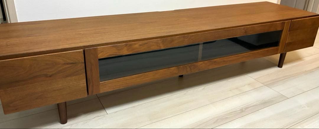 ウォールナット　木製テレビ台 引き出し付き