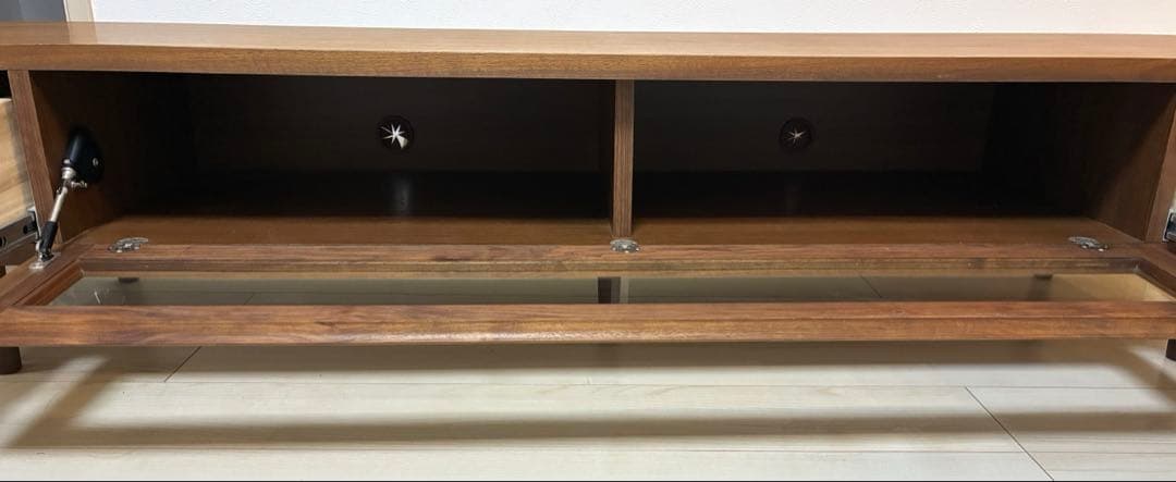 ウォールナット　木製テレビ台 引き出し付き