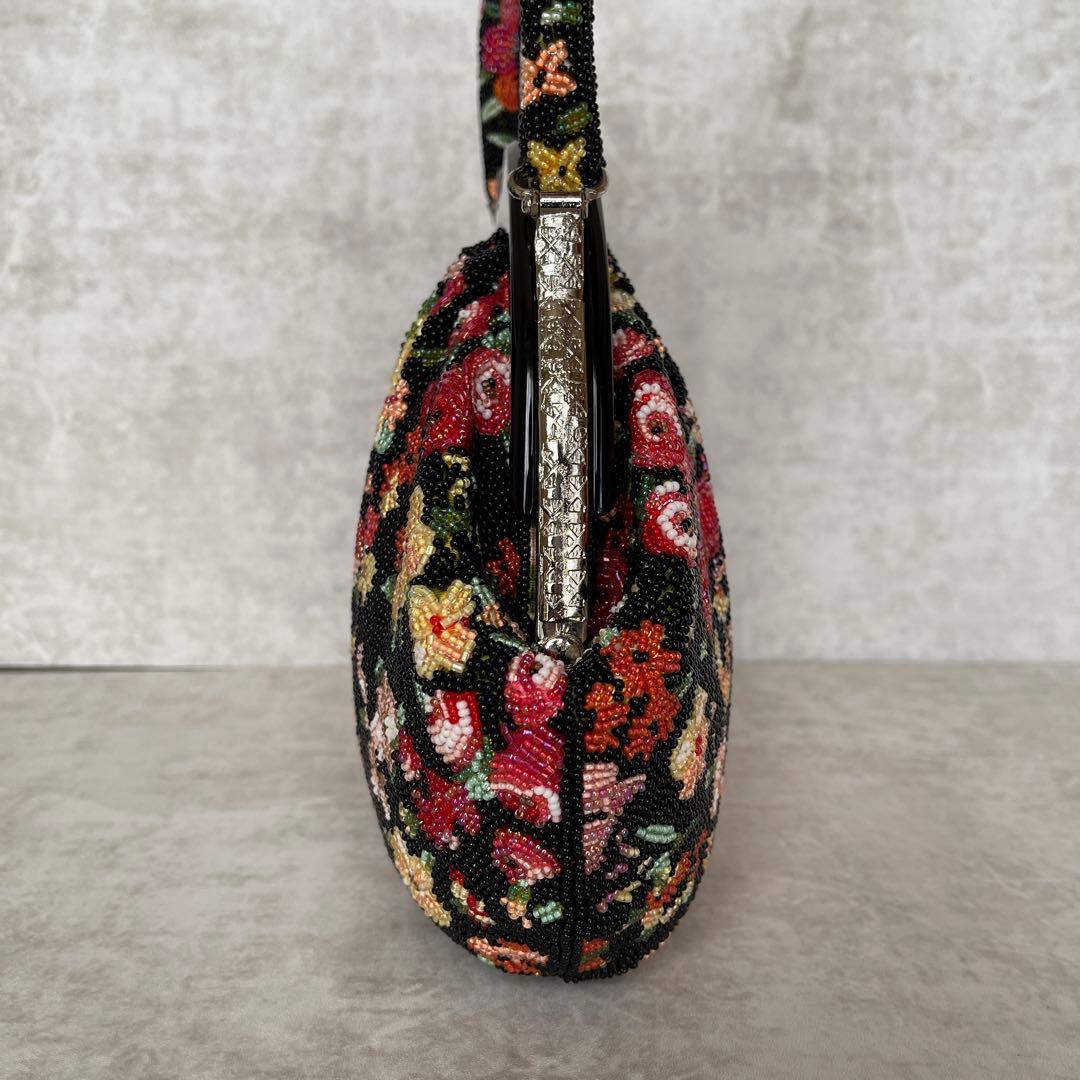 ⭐️一点物⭐️ 総ビーズバッグ 和装 手刺繍 総柄 花柄 がま口 着物 成人式