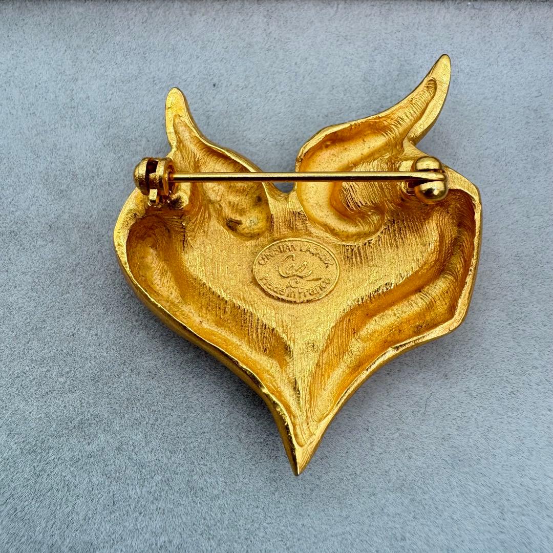 【ヴィンテージ】Christian Lacroix ブローチ　ハート　ゴールド