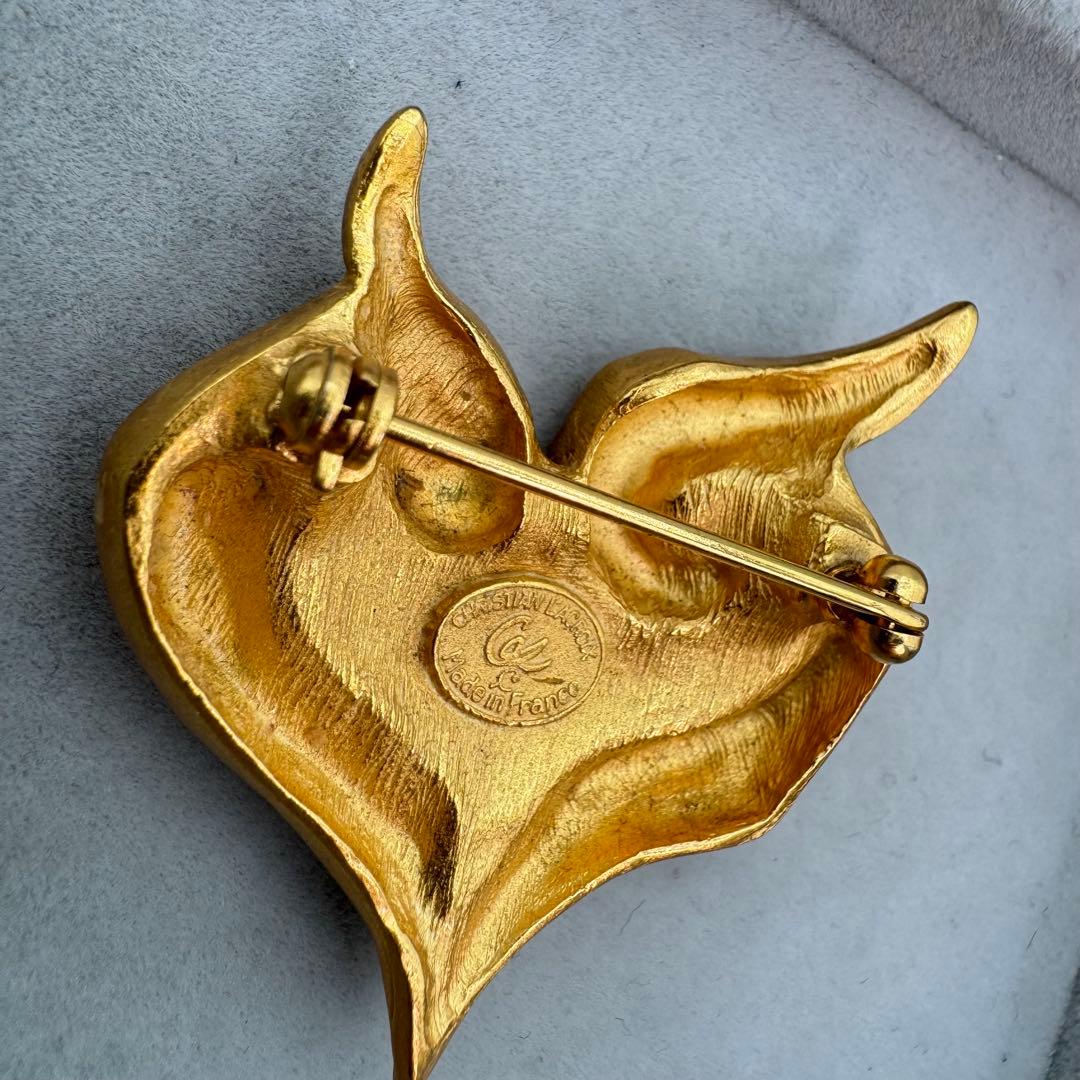 【ヴィンテージ】Christian Lacroix ブローチ　ハート　ゴールド