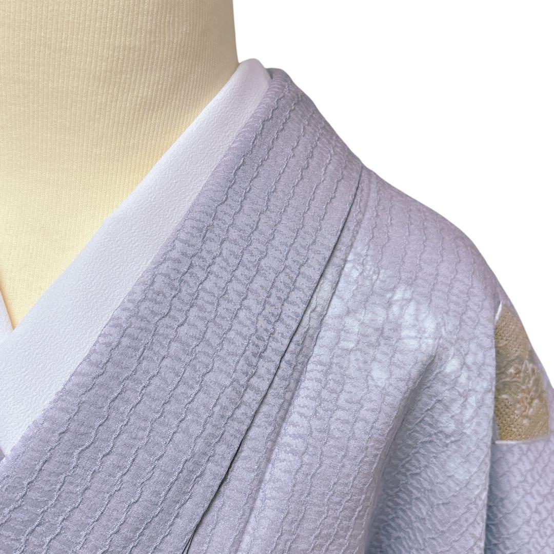 AA8美品　着物 袷 付け下げ刺繍　シワト　薄紫 正絹　暈し　手縫い仕立て　美品