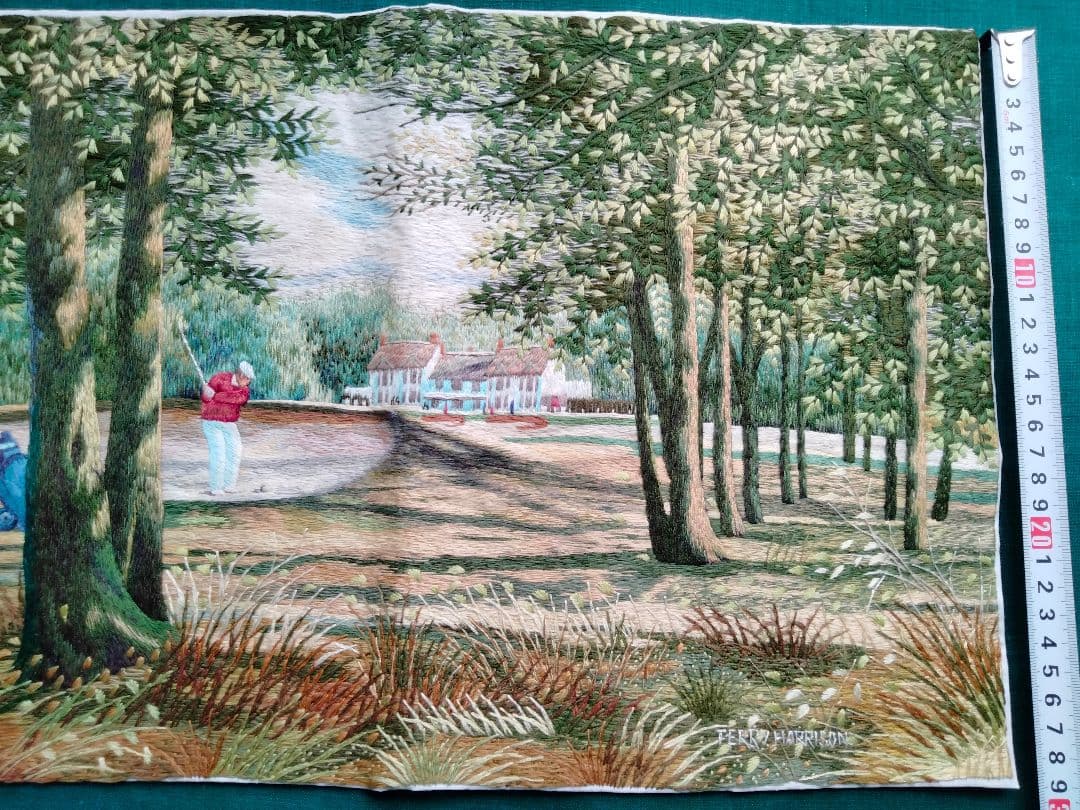 刺繍　絵　ゴルフ