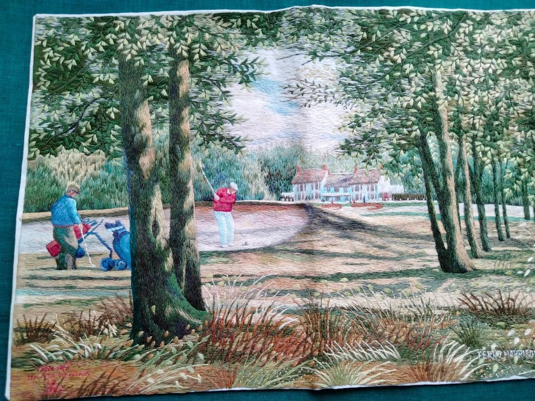 刺繍　絵　ゴルフ