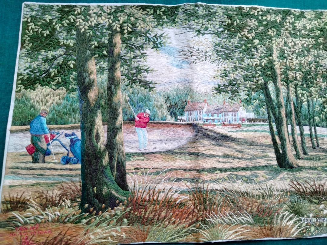 刺繍　絵　ゴルフ