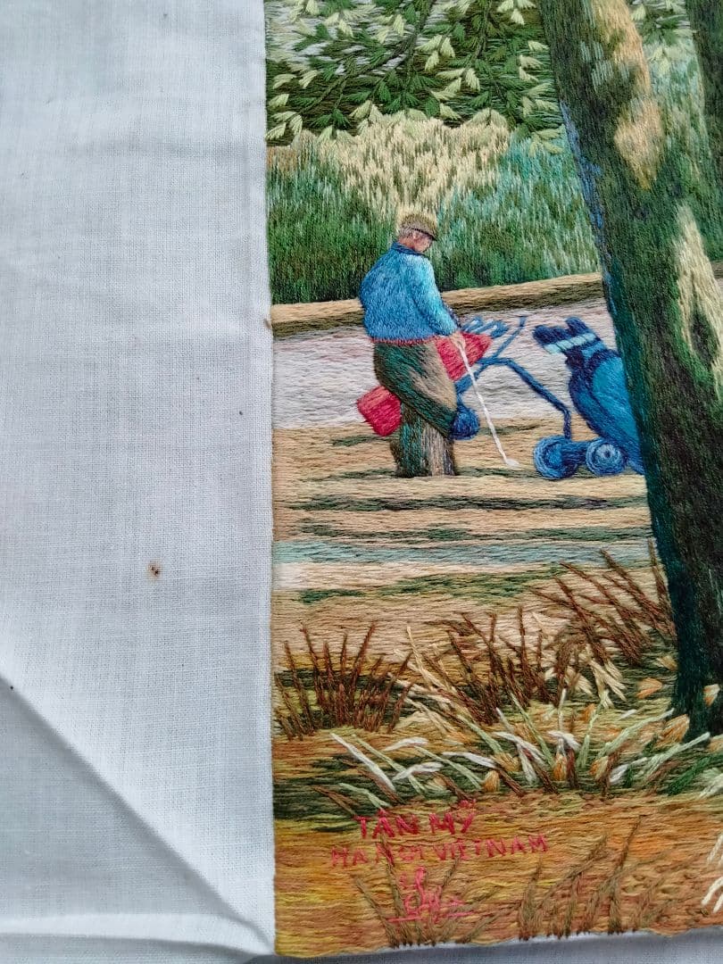 刺繍　絵　ゴルフ