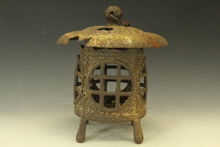 吊り灯籠 時代 詫び寂 鉄灯籠 高28cm 庭道具(LC623)