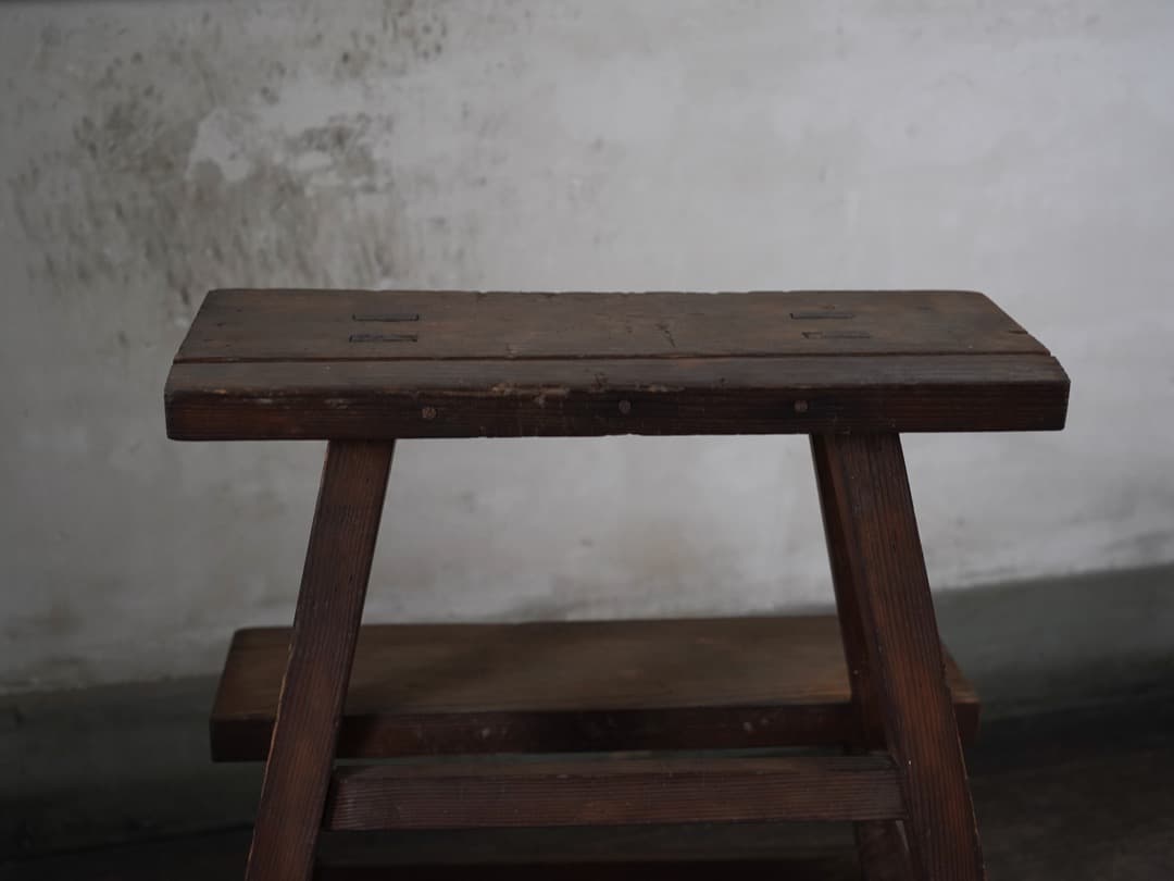 古い木製踏み台 明治-大正頃 / 古道具 古家具 郵便局 踏台 椅子 スツール