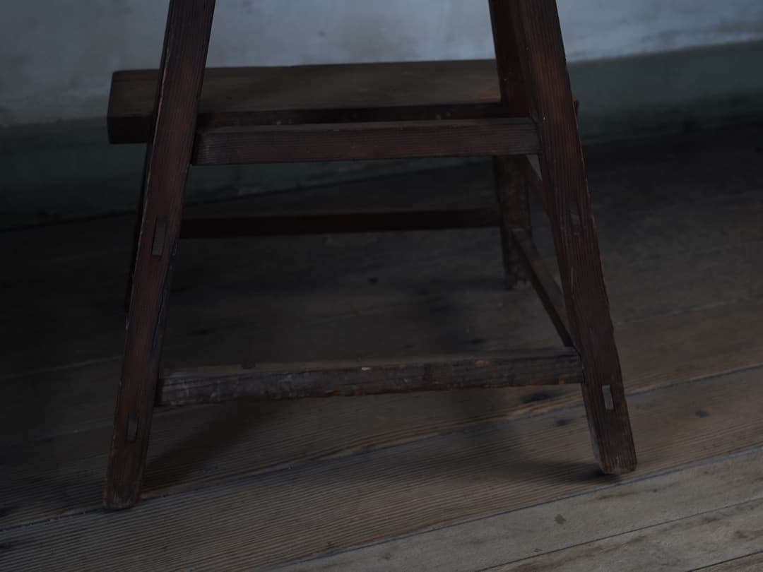 古い木製踏み台 明治-大正頃 / 古道具 古家具 郵便局 踏台 椅子 スツール