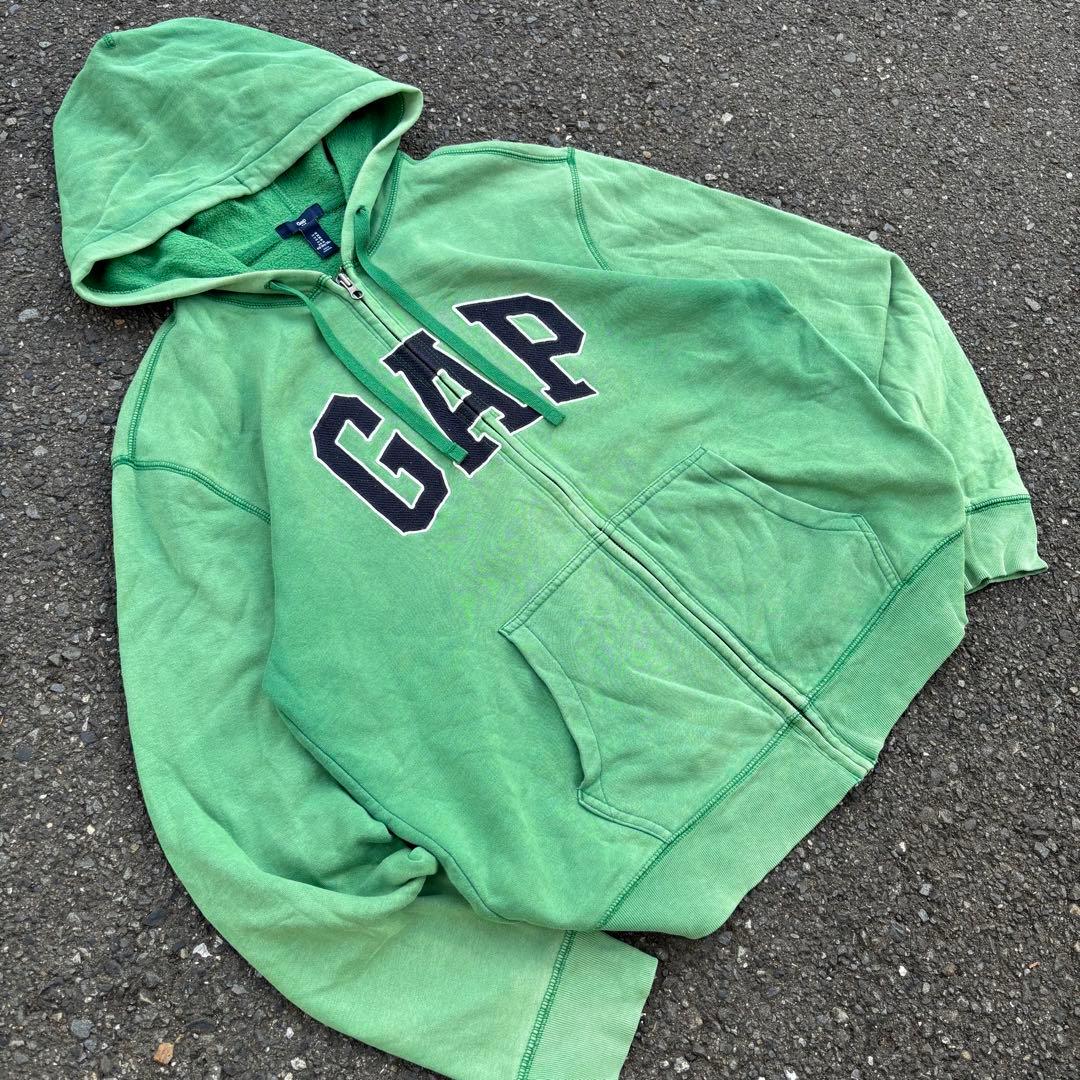00s oldgap 鬼フェード 黄緑 ジップパーカー ロゴドン 雰囲気 シティ
