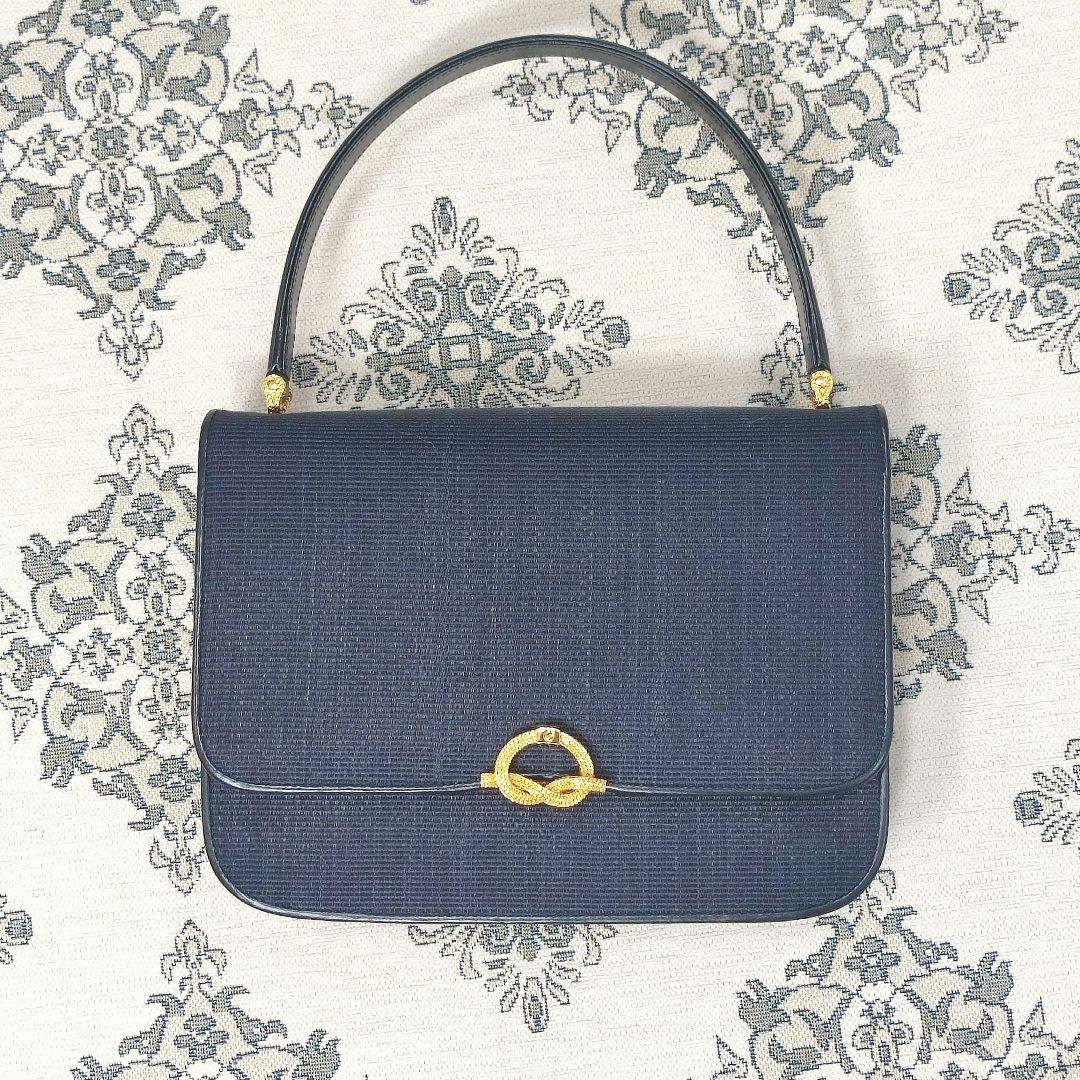 COMTESSE　コンテス　ワンハンドルバッグ　ホースヘアー×レザー　ネイビー