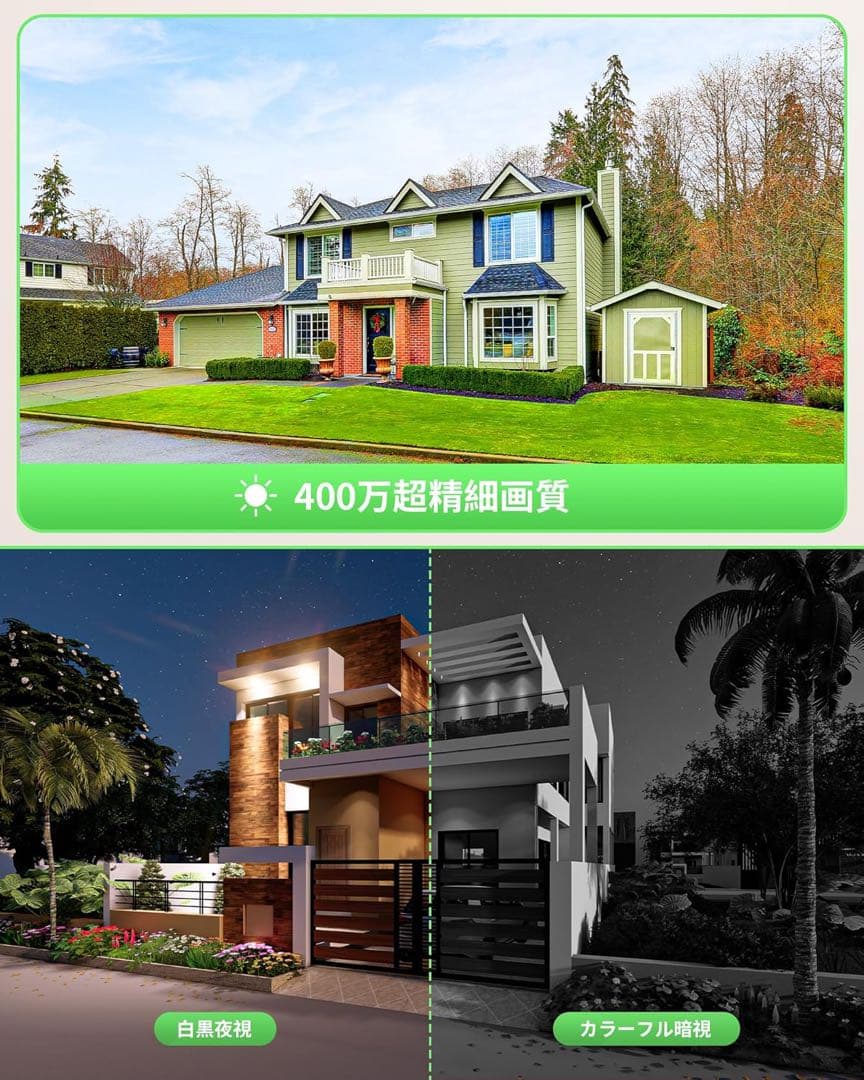 防犯カメラ ソーラー 屋外 ワイヤレス モニター付き 4台セット