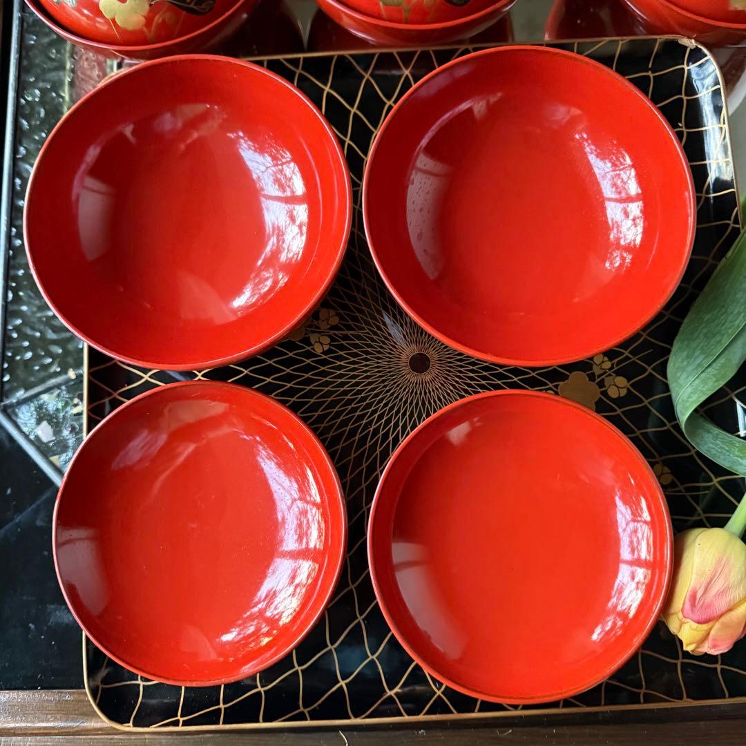 A様へ感謝お嫁入り‼️JAPAN 菊と蝶吉兆‼️朱色❌GOLD菊と蝶　吸物椀10客