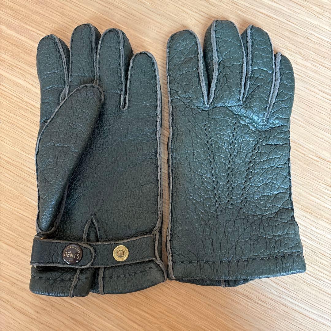 【DENTS】　ペッカリーグローブ　カシミアライニング　廃盤カラー　オリーブ