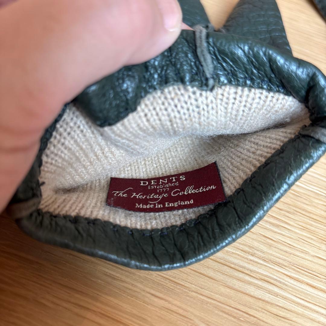 【DENTS】　ペッカリーグローブ　カシミアライニング　廃盤カラー　オリーブ