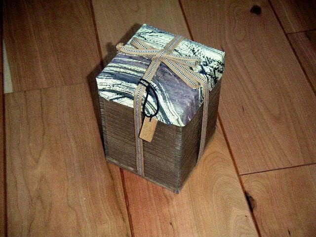 ♥茜志野　花器　四方桟 桐箱付き　志野　骨董品