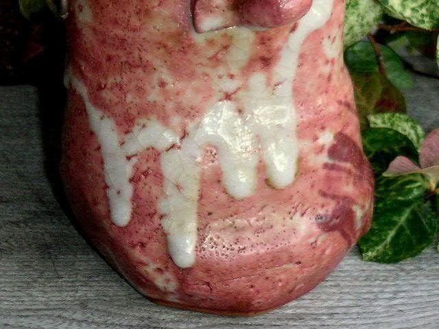 ♥茜志野　花器　四方桟 桐箱付き　志野　骨董品