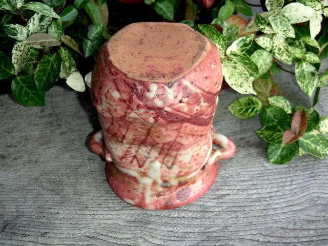 ♥茜志野　花器　四方桟 桐箱付き　志野　骨董品