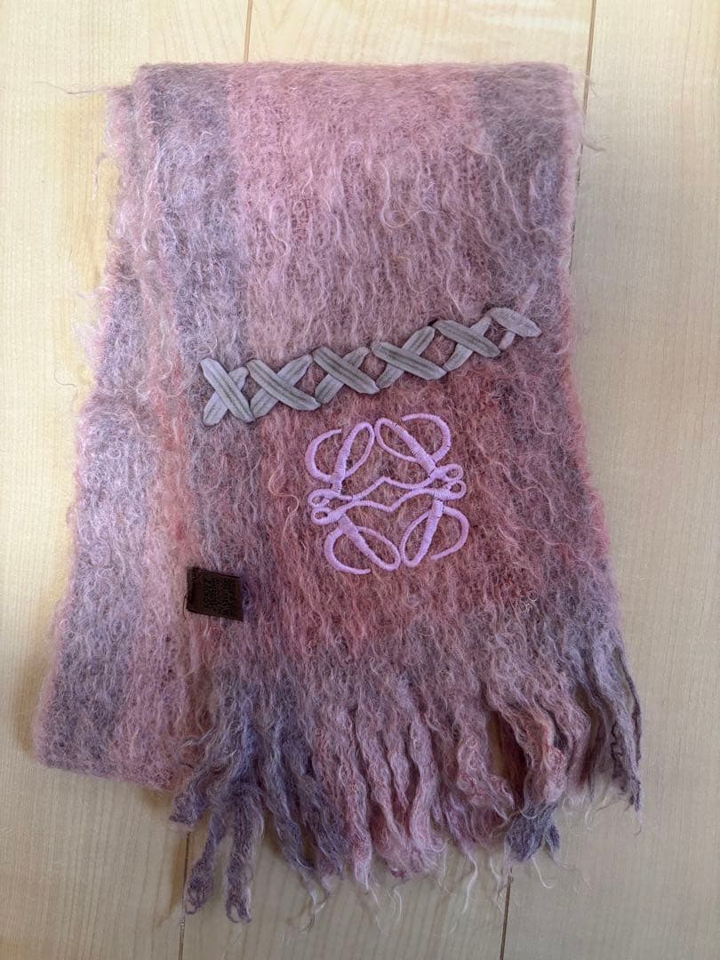 ロエベ　LOEWE モヘアマフラー　ベビーピンク