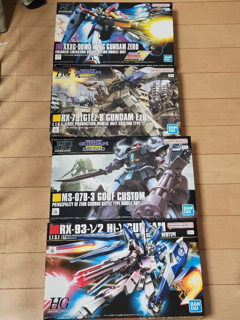 HG 1/144 Ez -8・ウイングガンダムゼロ・Hi-ν・グフカスタム 4点