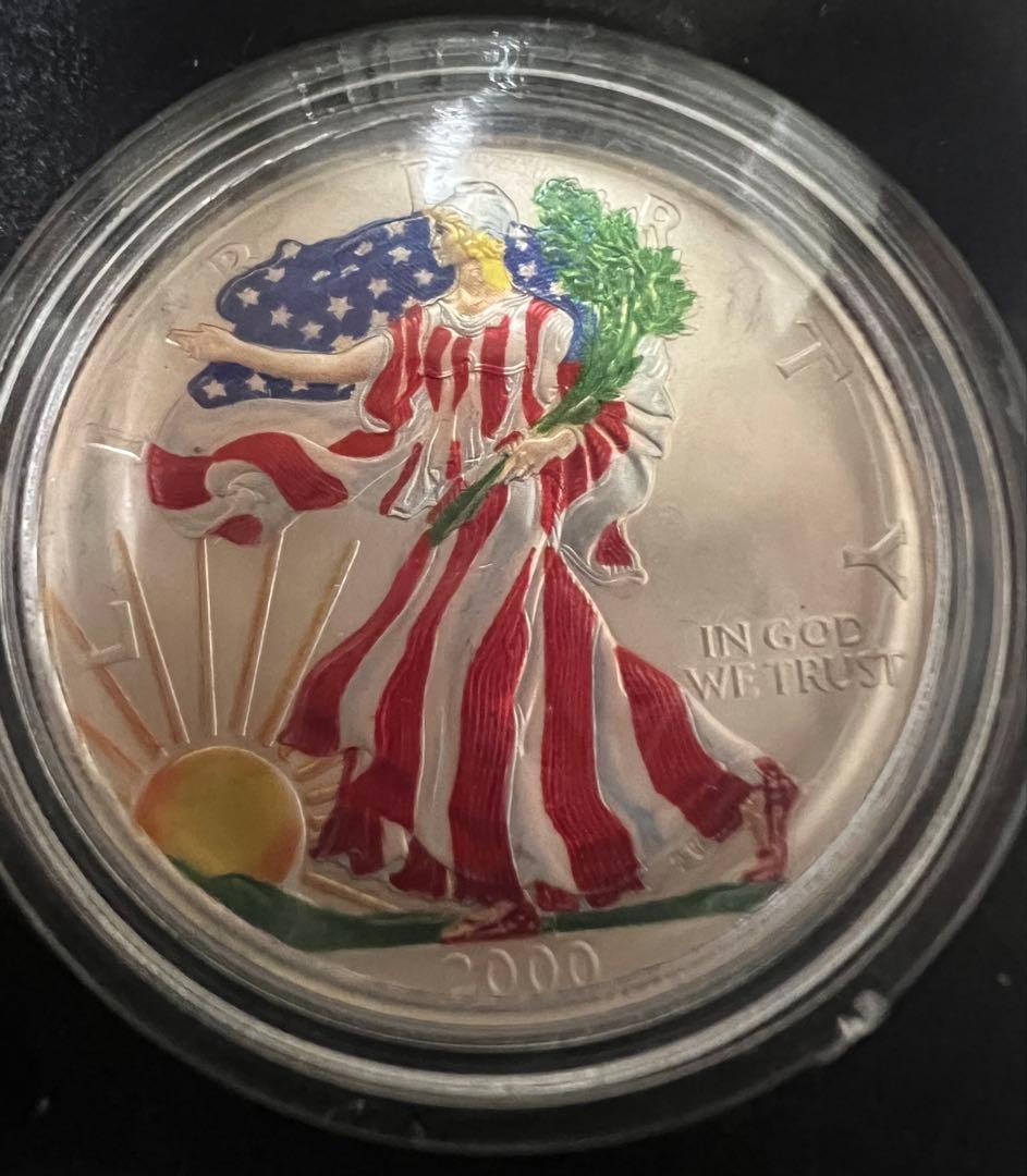 S*y様 2000年 アメリカ合衆国イーグルドル銀貨　両面カラーバージョン(ライ