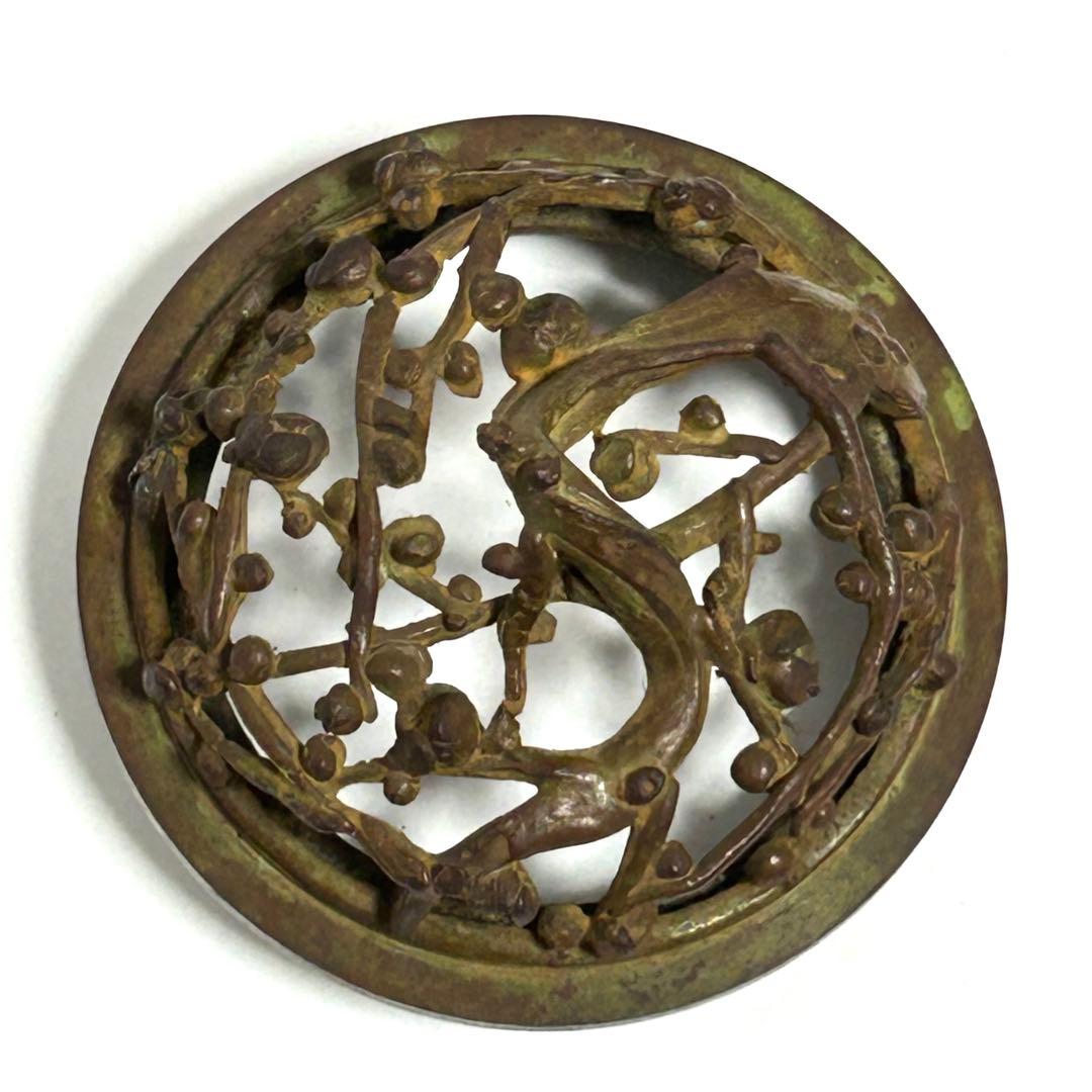 高岡銅器　蝋型鋳銅香炉　平井昇(昇甫)造/日展作家　共箱入　香道具　床飾　置物