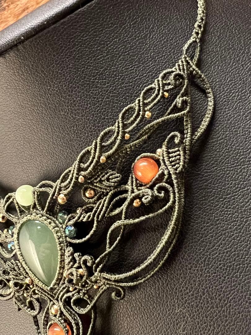 【handmade_Luna】マクラメ× アベンチュリン ユナカイト ネックレス