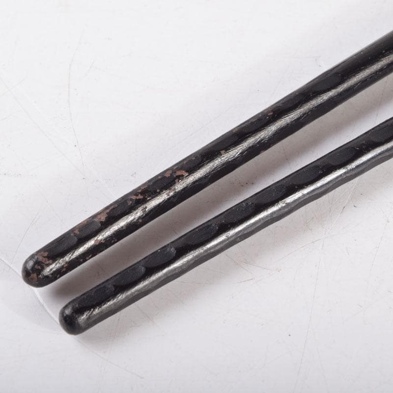 茶道具　御釜師　大西清右衛門作　鐵風炉火箸　共布　烽玉代筆共箱　C　8671