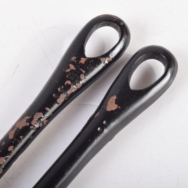 茶道具　御釜師　大西清右衛門作　鐵風炉火箸　共布　烽玉代筆共箱　C　8671