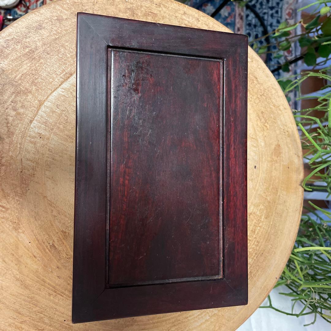 中国 骨董品 鉄製 狛犬 獅子像 木製台座付き