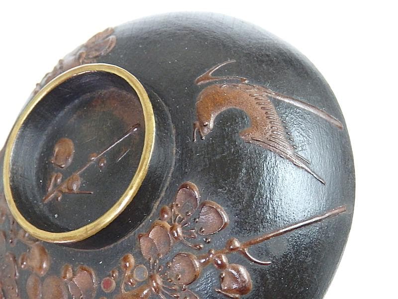 漆螺鈿　梅に鶯の図　吸い物椀　木製品　３客　A-fbnb