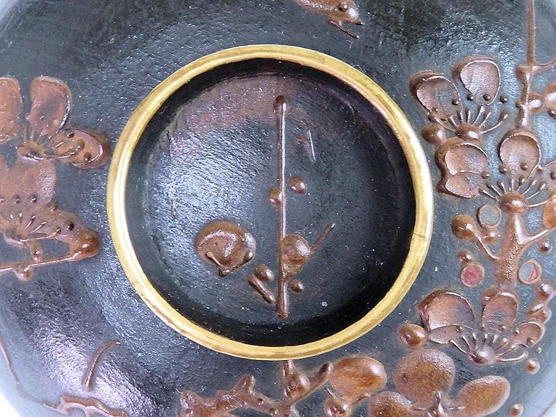 漆螺鈿　梅に鶯の図　吸い物椀　木製品　３客　A-fbnb